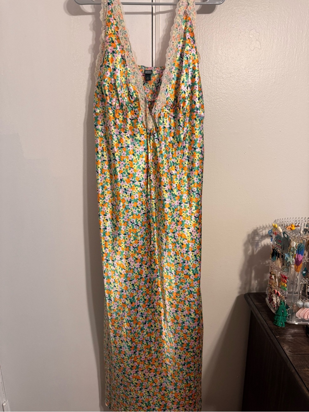 wild fable Floral Maxi Dress in White with Yellow, Green & Pink Accents
